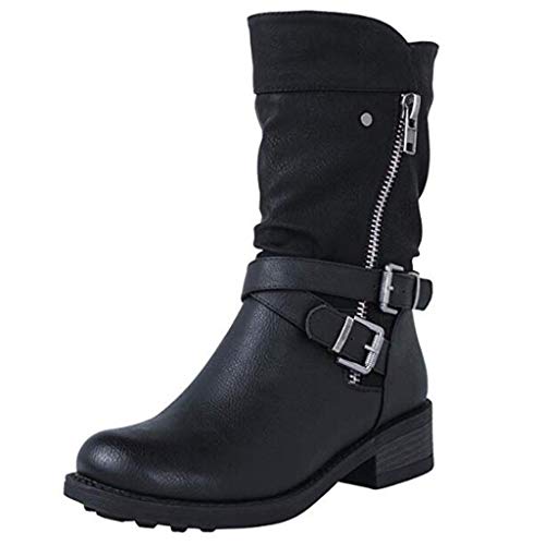 Luckycat Botas de Nieve para Mujer Zapatos Mujer Deportivos Running Botas De Combate Militares De La Hebilla Punky Retro del Estilo del Vintage Gótico De Steampunk De Las Mujeres