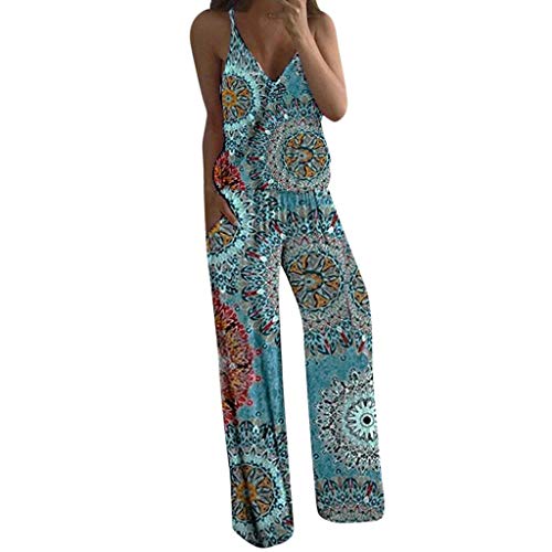 Luckycat Monos Estampados de Girasol Mujer Sexy Largos Jumpsuit Chic Mono sin Mangas de Floral Impresión Elegante Playsuit Anchos Boho Pantalones de Fiesta Bodysuit Mono Pijamas Otoño