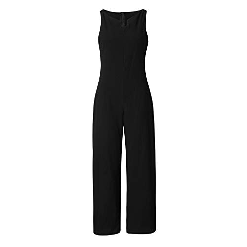 Luckycat Monos Mujer Fiesta Tallas Grandes Verano sin Mangas Suelto Pantalon Ancho Babero Trajes Mujer Vestir Elegante Largos Mujer Monos De Vestir Mujer Largos Elegante Un Hombro Bodysuit Pantalones