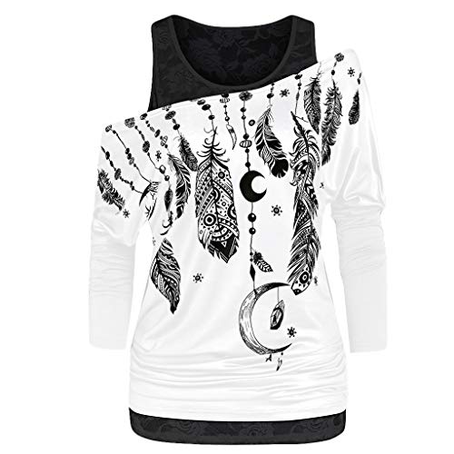 Luckycat Mujer Casual 2 in 1 Camiseta Manga Larga Suelto T-Shirt Tops Mujer Casual Camiseta Manga Corta Sin Tirantes Otoño Estampado de Plumas Suelto T-Shirt Tops Luckycat Mujer Casual 2 in 1 Camiseta Manga Larga Suelto T-Shirt Tops Mujer Casual Camiseta Manga Corta Sin Tirantes Otoño Estampado de Plumas Suelto T-Shirt Tops
