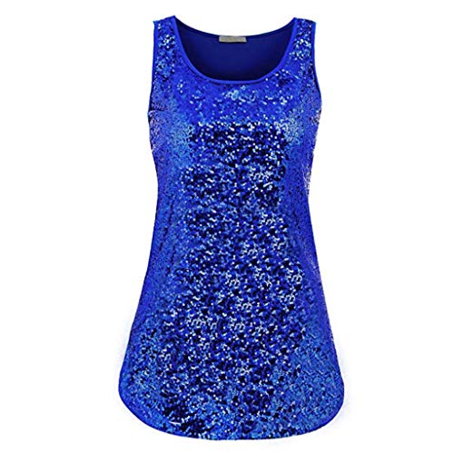 Luckycat Mujer Lentejuela Brillante Shimmer Todos los Más de Purpurina de Lentejuelas para Espaguetis Correa Chaleco sin Mangas Camiseta Tank Top