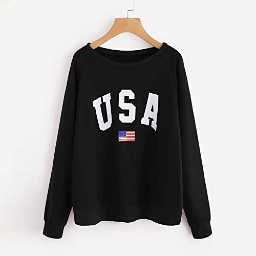 Luckycat Mujer Sudaderas, Otoño Invierno Letras “USA” Mujer Sudaderas con Capucha Manga Larga Sudaderas Mujer Blusa Adolescente Chica Tops Deportiva