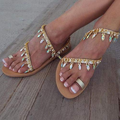 Luckycat Sandalias De Vestir Plano para Mujer Verano Primavera 2020 Calzado Chanclas Fiesta Playa Elegantes Sandalias De Punta Abierta Roma Casual Fiesta Cómodo