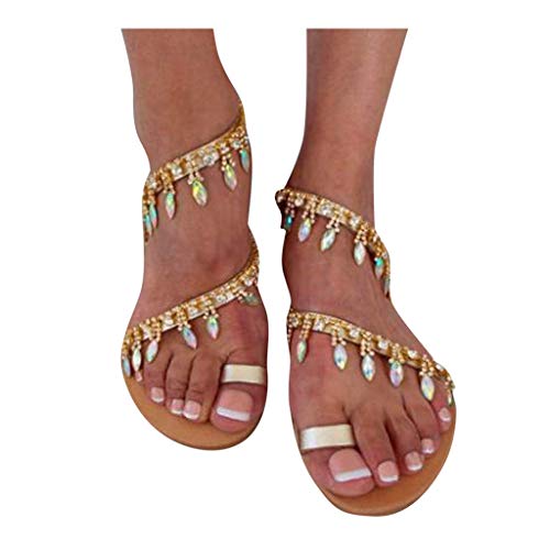 Luckycat Sandalias De Vestir Plano para Mujer Verano Primavera 2020 Calzado Chanclas Fiesta Playa Elegantes Sandalias De Punta Abierta Roma Casual Fiesta Cómodo