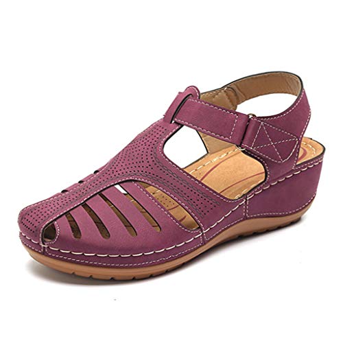 Luckycat Sandalias Punta Cerrada para Mujer Sandalias de Verano de Cuero Sandalias Planas Cómodos Sandalias Mujer de Cuero Planas Cómodos Casual Mocasines Loafers Moda Zapatos Plano Verano Sandalias