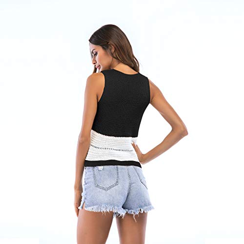 Luckycat Tejer Chaleco Corto de Mujer, Patchwork Camisetas sin Mangas sin Tirantes Atractivas de la Moda 2019 Blusa Tops para Primavera Verano Luckycat Tejer Chaleco Corto de Mujer, Patchwork Camisetas sin Mangas sin Tirantes Atractivas de la Moda 2019 Blusa Tops para Primavera Verano