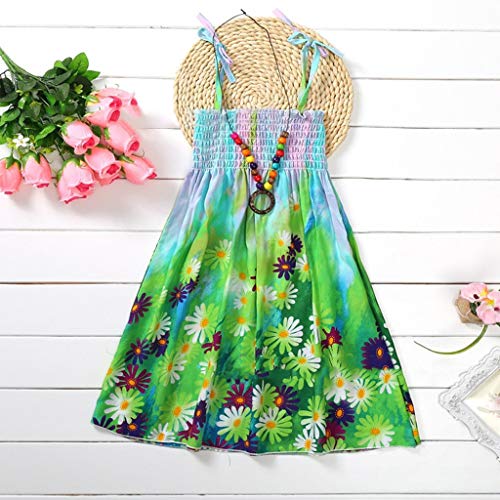 Luckycat Vestido Niña, Verano Bohemia Bowknot Chicas Retro Floral Imprimir Vestido Vestimenta Sin Mangas Vestidos para Niñas Casual Princesa Vestir para Playa