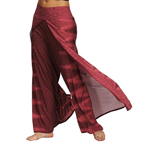 Luckycat Yaga Pantalones Anchos Palazzo Alta División para Yoga Danza Descanso Fitness Pilates Suelta Pantalones de Yoga Cintura Ancha Pantalones fluidos Mujeres Ocasionales de Verano Largo