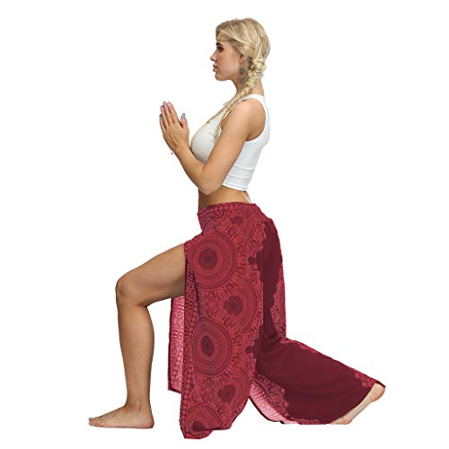 Luckycat Yaga Pantalones Anchos Palazzo Alta División para Yoga Danza Descanso Fitness Pilates Suelta Pantalones de Yoga Cintura Ancha Pantalones fluidos Mujeres Ocasionales de Verano Largo