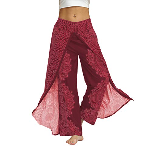 Luckycat Yaga Pantalones Anchos Palazzo Alta División para Yoga Danza Descanso Fitness Pilates Suelta Pantalones de Yoga Cintura Ancha Pantalones fluidos Mujeres Ocasionales de Verano Largo