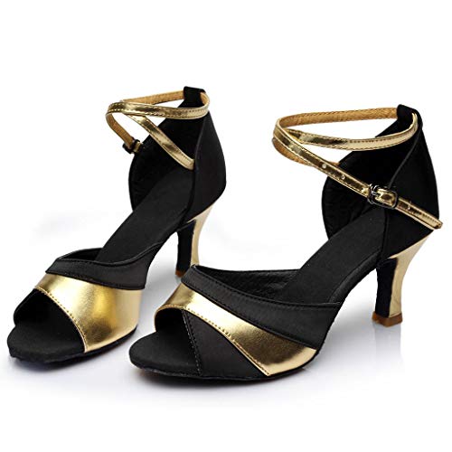 Luckycat Zapatos de tacón Alto de Baile de Salsa Latina para Mujer Rumba Zapatos de Baile de salón de Baile de vals de Vestir 7cm