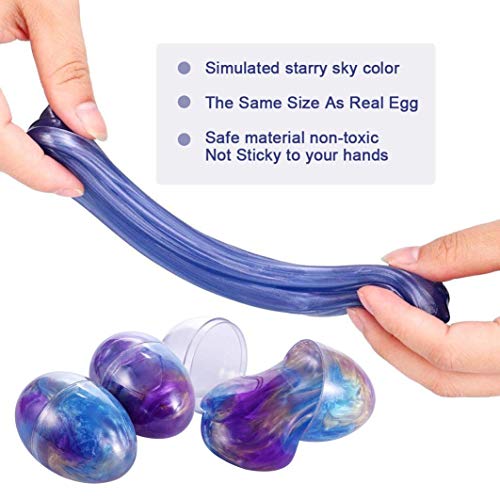 Luclay Galaxy Slime Slime con 3 Contenedores en Forma de Huevos y Remolino de Stress Relief DIY Juguetes para niños Adultos
