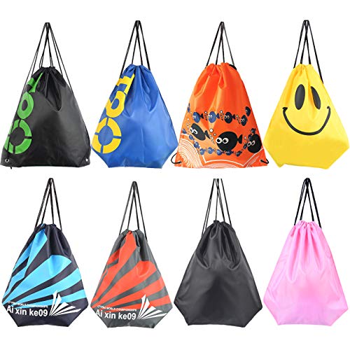 lucy 8 Piezas Cordón Bolsa Cinch Gimnasio Bolsas De Almacenamiento Mochila,Bolsa Impermeable con Cordón,Bolsas con Cordón, Mochila con Cordón para Picnic, Gimnasio, Deporte, Playa, Viajes