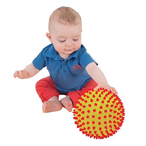 Ludi 30018 - Pelota sensorial Bicolor para el Despertador del bebé a Partir de 6 Meses pequeños Puntos Duros, Pelota de Juego o de Masaje fácil de agarrar diámetro 15 cm