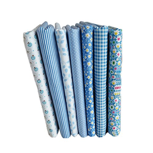 LUFA 7pcs Serie Azul de algodón de Tela de Flores patrón Floral de Costura de Material Textil para Cama de Remiendo de Bricolaje LUFA 7pcs Serie Azul de algodón de Tela de Flores patrón Floral de Costura de Material Textil para Cama de Remiendo de Bricolaje