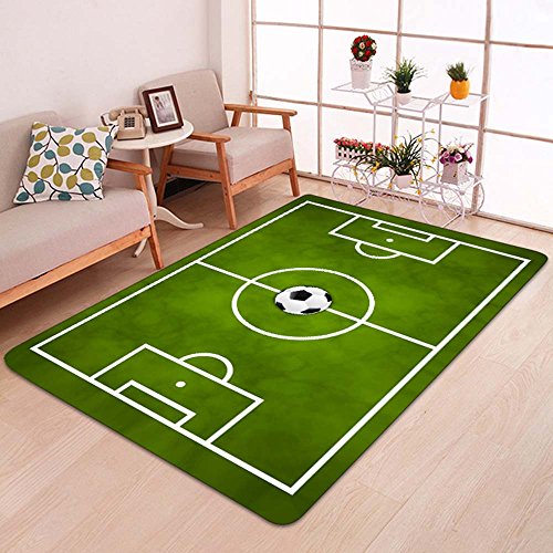 Lulalula - Alfombra de campo de fútbol para niños, suave, antideslizante, tamaño 50 x 80 cm