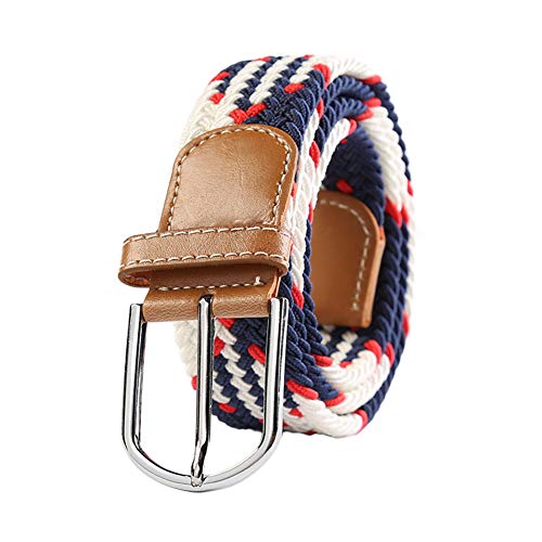 Lumanuby. Cinturones Unisex correa Elástico Trenzado con Hebilla Cubierta para Jeans Jiu Jitsu con cinturón Azul marino rojo blanco Lumanuby. Cinturones Unisex correa Elástico Trenzado con Hebilla Cubierta para Jeans Jiu Jitsu con cinturón Azul marino rojo blanco