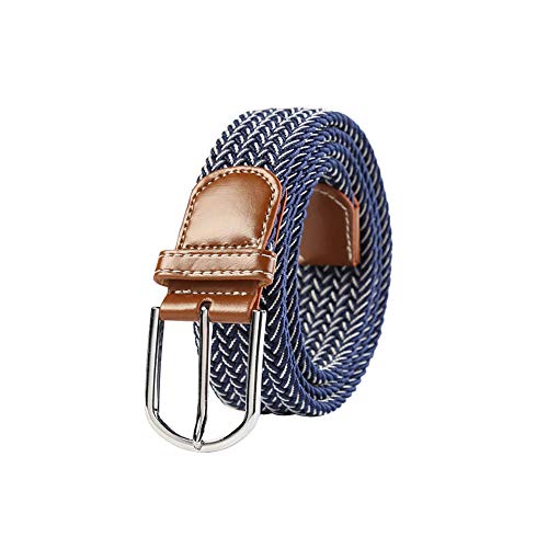 Lumanuby. Cinturones Unisex correa Elástico Trenzado con Hebilla Cubierta para Jeans Jiu Jitsu con cinturón Rayas azul marino