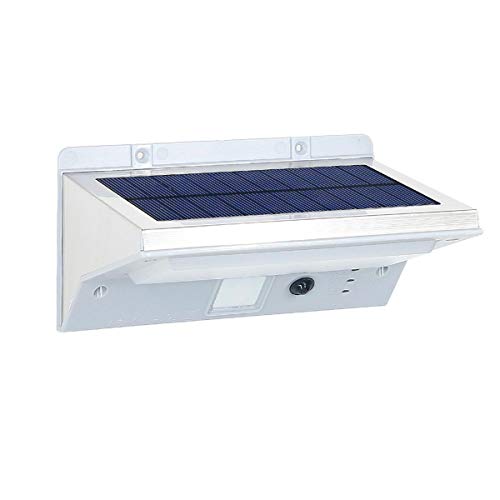 Lumi Jardin Derby W11 - Foco solar 21 LED para exterior impermeable, luz con detector de movimiento, acero inoxidable cepillado, integrado, 2 W, 16,4 x 10.9 x 8,4 cm
