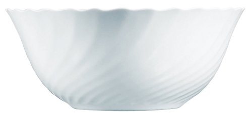 Luminarc Vajilla de Vidrio Opal Extra Resistente para 6 Personas, 19 Piezas, 100% higiénico, con ensaladera, Acero Inoxidable, Blanco