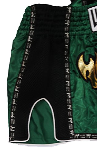 Lumpinee pantalones cortos retro originales de Muay Thai para lucha de Kick Boxing LUMRTO-010 - Verde - Medium