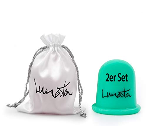 Lunata 2x Ventosa para Masaje anticelulitis, Ventosas de vidrio contra celulitis, equipo de masaje por vacío, copas de silicona, Verde