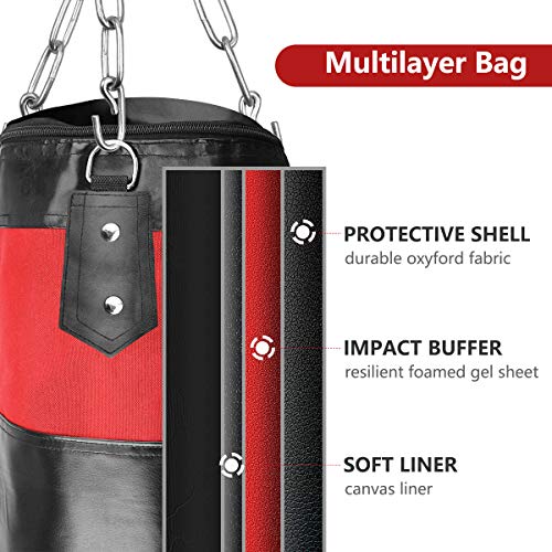 Luniquz Saco de Boxeo Colgante sin Relleno con Cadena de Montaje para niños y niñas Luniquz Saco de Boxeo Colgante sin Relleno con Cadena de Montaje para niños y niñas