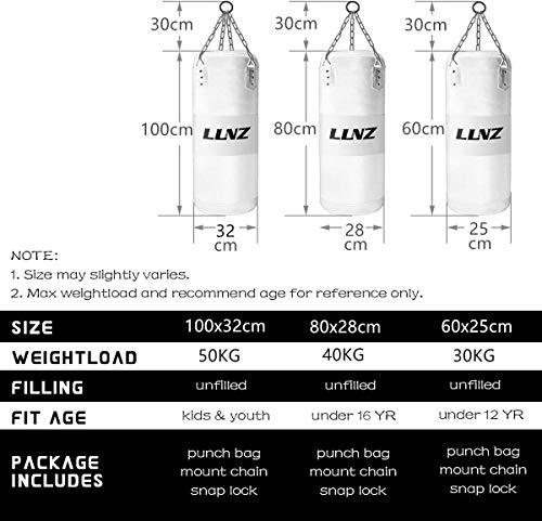Luniquz Saco de Boxeo Colgante sin Relleno con Cadena de Montaje para niños y niñas Luniquz Saco de Boxeo Colgante sin Relleno con Cadena de Montaje para niños y niñas