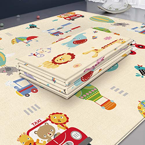 LuoKe Alfombra de Juego para Sala de Estar Plegable de Doble Cara para bebés, 180 x 100 x 1 cm