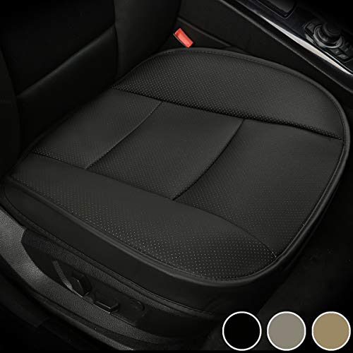 LUOLLOVE Funda Asiento Coche Universale, Interior de Lujo del Coche Funda Coche Asiento Delantero Súper Suave Cómodo,Protector Asiento Coche de Cuero de la PU (1 Pieza Negro)