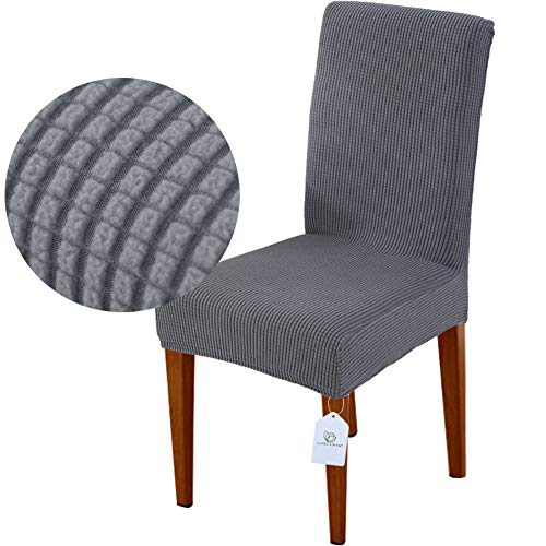 LUOLLOVE Fundas para Sillas, Stretch Extraíble Lavable Fundas Sillas Comedor,Fundas Sillas Respaldo con Banda Elástica para Comedor(2-Piezas,Gris)