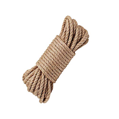 LUOOV - Cuerda 100% natural de cáñamo, 6 mm de grosor, soga fuerte de yute, cuerda para camping, jardines, barcos, juegos de guerra, mascotas, cuerda de escalada, cuerda de utilidad multiuso