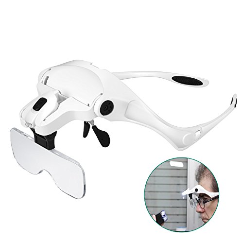 Lupa de tipo anteojos - RIGHTWELL Gafas Lupa de Gran Aumento 5 Lentes 1.0X-3.5X Ajustable Soporte con 2 Luces LED Perfecto para Leer, Modelismo, Soldar, Extensiones de Pestañas, Reparación Joyería Lupa de tipo anteojos - RIGHTWELL Gafas Lupa de Gran Aumento 5 Lentes 1.0X-3.5X Ajustable Soporte con 2 Luces LED Perfecto para Leer, Modelismo, Soldar, Extensiones de Pestañas, Reparación Joyería