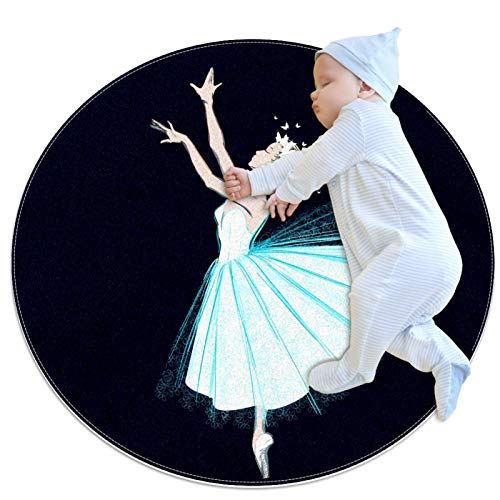 Lurnies Bailarina de ballet elegante Alfombra redonda de diseño moderno para tapetes de juego para niños Decoración de habitaciones 80cm