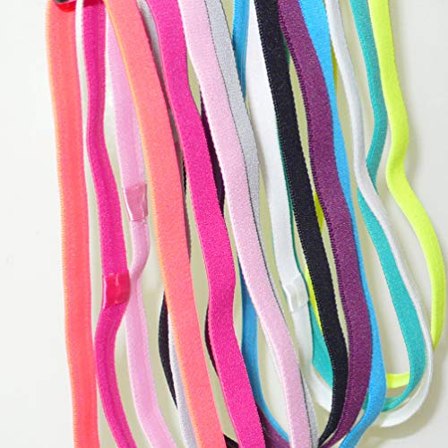 Lurrose 12Pcs Diademas Deportivas Flacas Bandas Elásticas de Ejercicio con Agarre Elástico Mini Diademas Antideslizantes para Ejercicios de Yoga (12 Colores)