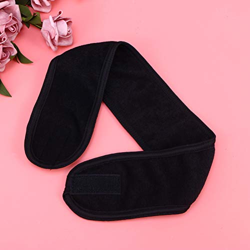 Lurrose 4 UNIDS Terry Cloth Facial Diadema Maquillaje Envoltura en la cabeza Bandeau elástico con cinta mágica para ducha Spa Sport (blanco y negro)