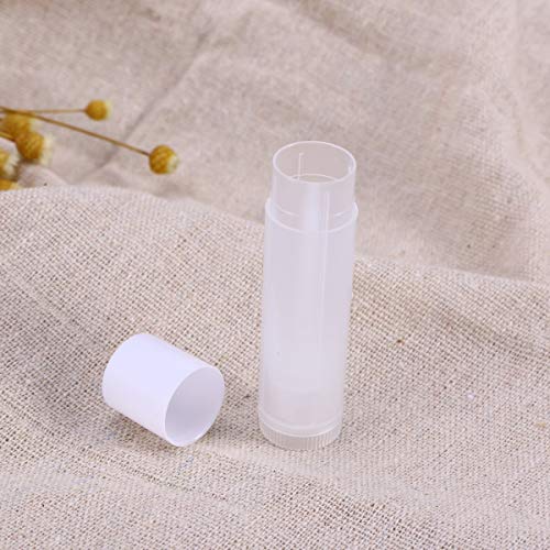 Lurrose - 50 recipientes vacíos para bálsamo de labios, para hacer tu propio bálsamo de labios, tubos redondos transparentes con tapas blancas para pintalabios casero