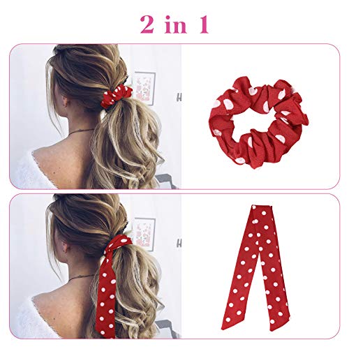 Lurrose 8 unidades de coleteros elásticos con lazo para el pelo, bufanda, lazos para el pelo, diademas con lunares y flores（Color aleatorio）