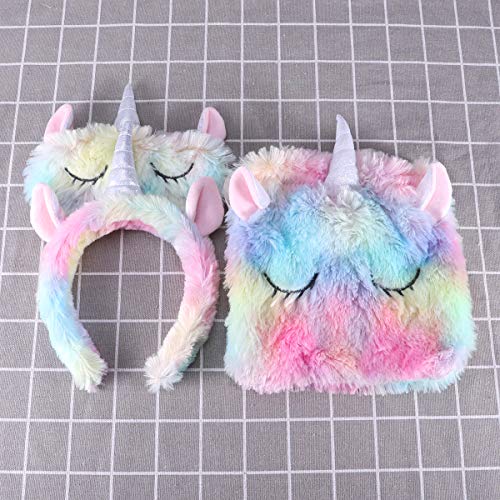 Lurrose - Juego de 3 diademas de unicornio y antifaz para dormir con bolsa de almacenamiento Lurrose - Juego de 3 diademas de unicornio y antifaz para dormir con bolsa de almacenamiento