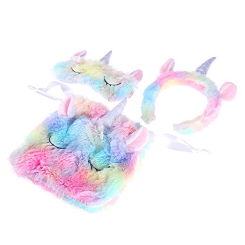 Lurrose - Juego de 3 diademas de unicornio y antifaz para dormir con bolsa de almacenamiento Lurrose - Juego de 3 diademas de unicornio y antifaz para dormir con bolsa de almacenamiento