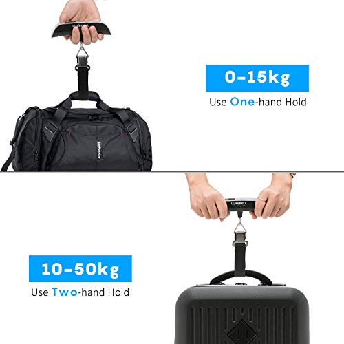 Luxebell Básculas para Equipaje Báscula Digital 50kg Balanza de Retroiluminación de LCD de Sensor de Temperatura con la Batería para Equipaje Viaje Luxebell Básculas para Equipaje Báscula Digital 50kg Balanza de Retroiluminación de LCD de Sensor de Temperatura con la Batería para Equipaje Viaje