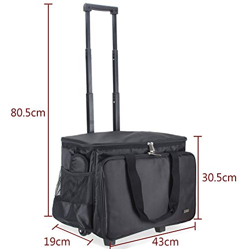 Luxja Máquina de Coser Trolley Bolso, Bolsa para Máquina de Coser, Funda Maquina de Coser, Maleta Maquina Coser Organizador de Accesorios de Tejer (No Incluido Accesorios), Negro