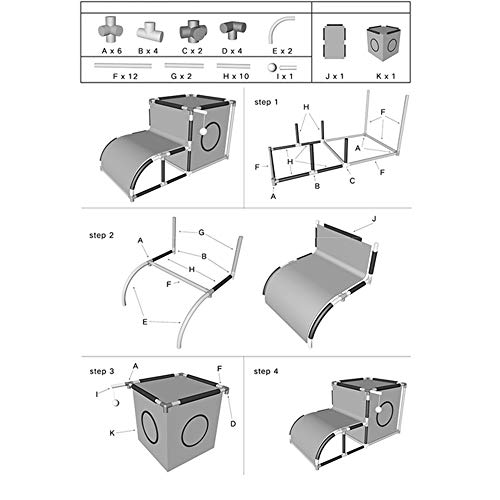 Luyshts Desmontable Combinación Gato Litter Oxford Tela Gato Plataforma De Salto Gato Agujero Tunnel Grinding Claw Creative Cat Escalada Marco