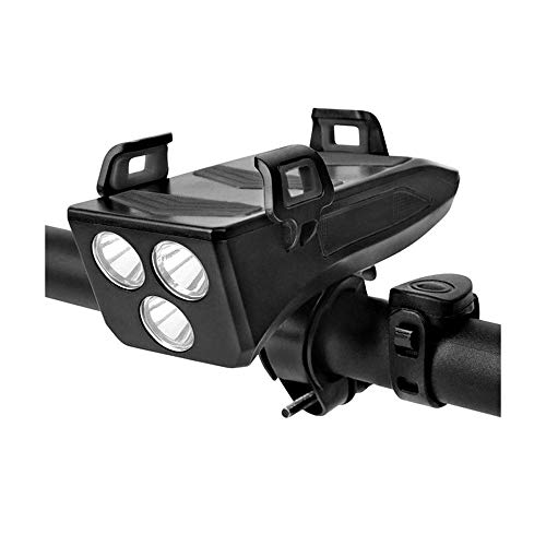 Luz Bicicleta, Luz Frontal Bicicleta Recargable USB 4 en 1 Impermeable Luces para Bicicleta con Bocina, Soporte Teléfono Bicicleta, 4000mAh Power Bank Luces Bicicleta con 3 Modos Luz Bicicleta, Luz Frontal Bicicleta Recargable USB 4 en 1 Impermeable Luces para Bicicleta con Bocina, Soporte Teléfono Bicicleta, 4000mAh Power Bank Luces Bicicleta con 3 Modos