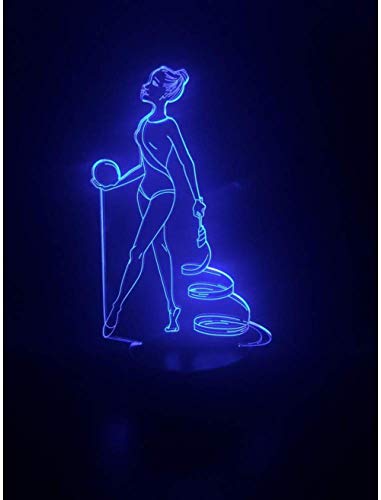 Luz de noche 3D Lámpara de 7 colores Gimnasia rítmica Ejercicios de pelota Deporte Suministra directamente la mejor decoración de escritorio Sensor táctil USB LED Lámpara de luz nocturna
