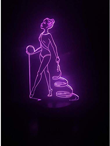 Luz de noche 3D Lámpara de 7 colores Gimnasia rítmica Ejercicios de pelota Deporte Suministra directamente la mejor decoración de escritorio Sensor táctil USB LED Lámpara de luz nocturna