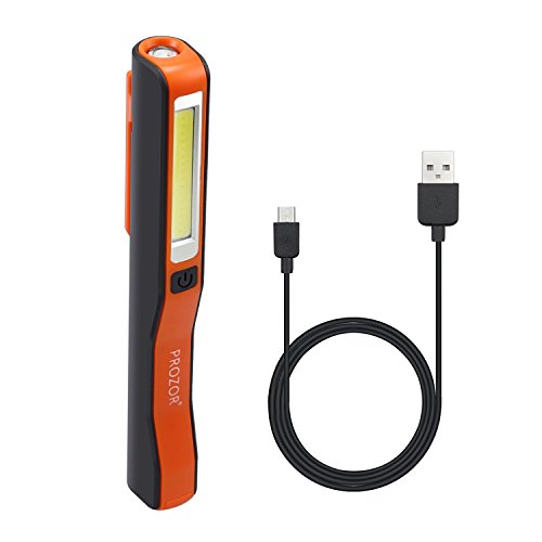 Luz de Trabajo Recargable COB LED Lámpara de Inspección con Cable de Carga USB Super Brillo Magnética Luz de Inspección- Naranja