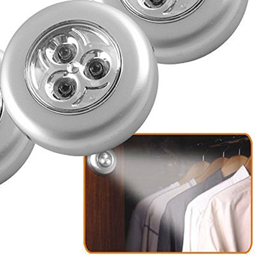 Luz LED redonda, con 3 LED, para pegar en superficies, 6 unidades, luz blanca, de la marca Pixnor Luz LED redonda, con 3 LED, para pegar en superficies, 6 unidades, luz blanca, de la marca Pixnor