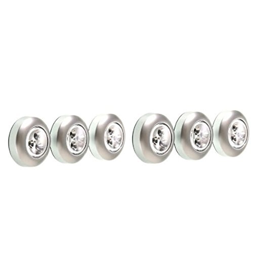 Luz LED redonda, con 3 LED, para pegar en superficies, 6 unidades, luz blanca, de la marca Pixnor Luz LED redonda, con 3 LED, para pegar en superficies, 6 unidades, luz blanca, de la marca Pixnor