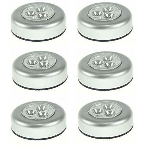 Luz LED redonda, con 3 LED, para pegar en superficies, 6 unidades, luz blanca, de la marca Pixnor Luz LED redonda, con 3 LED, para pegar en superficies, 6 unidades, luz blanca, de la marca Pixnor